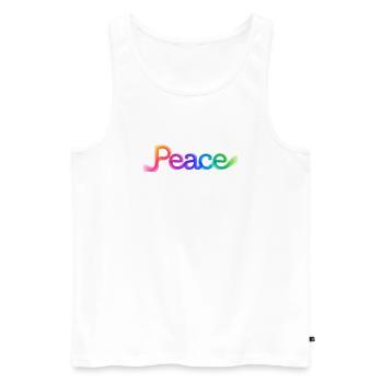 Colorful peace lettering in arrow design - Men's Premium Organic Tank Top - white - Front - Michal (187cm)