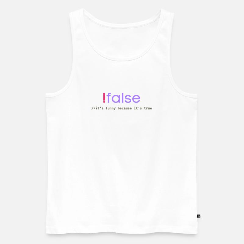 Ifalse Funny Coder Programming Pun - Men's Premium Organic Tank Top - white