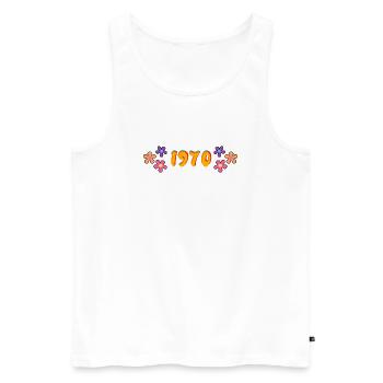 1970 hippie style - Men's Premium Organic Tank Top - white - Front - AI Model Male 178 light (178cm)
