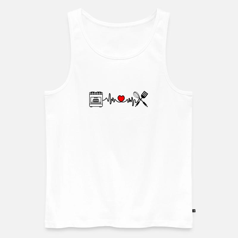 Cardio Herzfrequenz Küche 4 - Männer Premium Bio Tank Top - Weiß