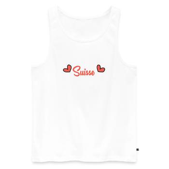 SUISSE. PAYS. GENEVE. DRAPEAU - Débardeur bio Premium Homme - blanc - Devant - AI Model Male 178 light (178cm)