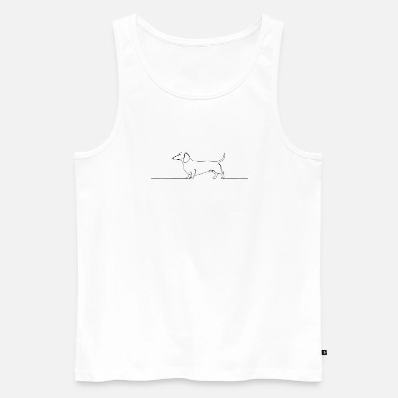 Teckel Dackel One Line Art - Männer Premium Bio Tank Top - Weiß