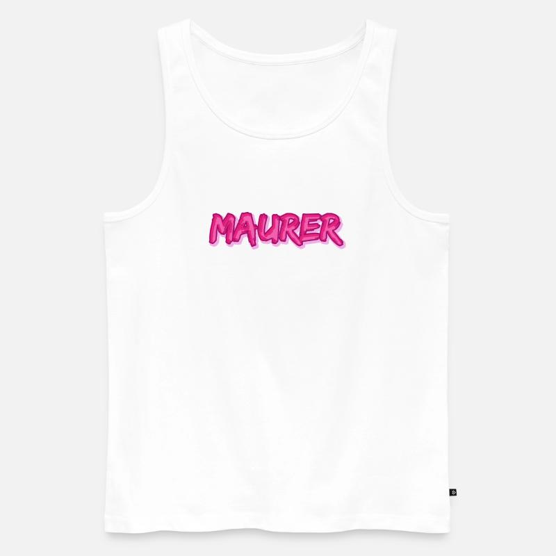 Maurer als Comic - Männer Premium Bio Tank Top - Weiß