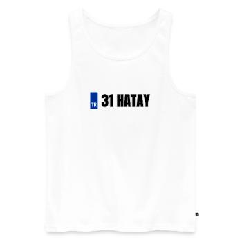 31 Hatay Kennzeichen | Türkisches Kennzeichen - Männer Premium Bio Tank Top - Weiß - Vorne - Michal (187cm)