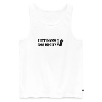 Luttons pour nos Droits ! - Débardeur bio Premium Homme - blanc - Devant - AI Model Male 178 light (178cm)