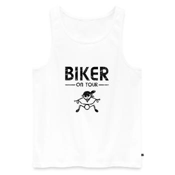 Riding a motorcycle - Biker On Tour - Men's Premium Organic Tank Top - white - Front - Michal (187cm)