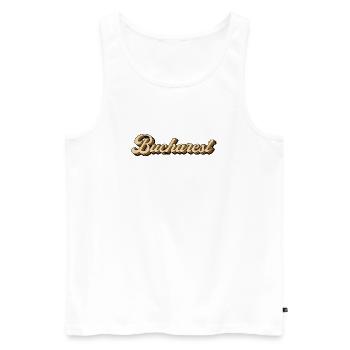 Bucharest Vintage Lettering - Men's Premium Organic Tank Top - white - Front - AI Model Male 178 light (178cm)