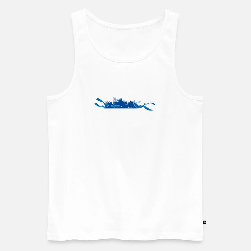 Tauchen & Freitauchen – Silueta Arrecife - Männer Premium Bio Tank Top - Weiß