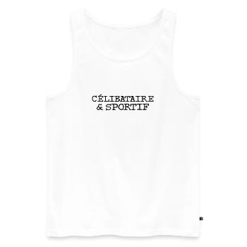 Célibataire et sportif - Débardeur bio Premium Homme - blanc - Devant - AI Model Male 178 light (178cm)