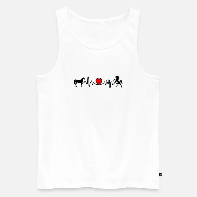 Herzfrequenz reiten - Männer Premium Bio Tank Top - Weiß