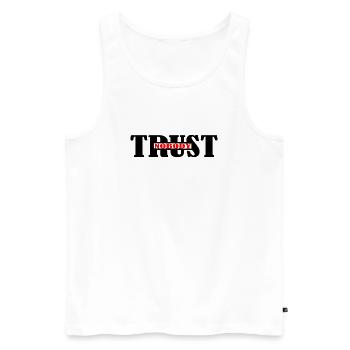 Vertraue niemandem - Männer Premium Bio Tank Top - Weiß - Vorne - AI Model Male 178 light (178cm)
