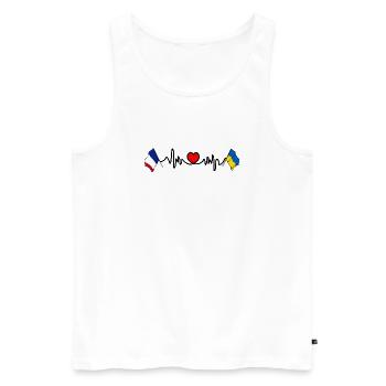 Cardio-Herz mit Flagge Frankreich und Flagge Ukraine - Männer Premium Bio Tank Top - Weiß - Vorne - Michal (187cm)