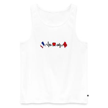 Cardio coeur avec drapeau France et drapeau Maroc - Débardeur bio Premium Homme - blanc - Devant - AI Model Male 178 light (178cm)
