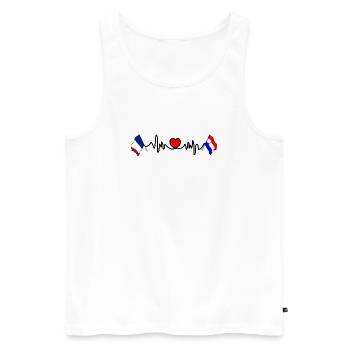 Cardio coeur avec drapeau France et drapeau Pays-Bas - Débardeur bio Premium Homme - blanc - Devant - AI Model Male 178 light (178cm)