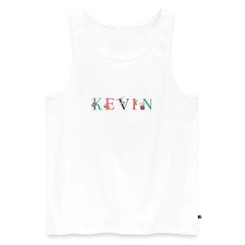 KEVIN Name Art With Flowers Embroidered - Men's Premium Organic Tank Top - white - Front - Michal (187cm)