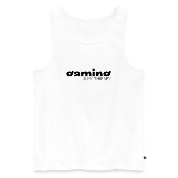 Gaming is my therapy - Gamer Statement Design - Männer Premium Bio Tank Top - Weiß - Vorne - Michal (187cm)