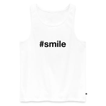 SMILE Hashtag Lachen Lächeln - Männer Premium Bio Tank Top - Weiß - Vorne - Michal (187cm)