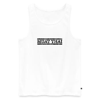 Muay Thai - Men's Premium Organic Tank Top - white - Front - AI Model Male 178 light (178cm)
