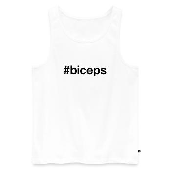 BICEPS Biceps Hashtag Muscle Training Dumbbell Gym - Men's Premium Organic Tank Top - white - Front - AI Model Male 178 light (178cm)