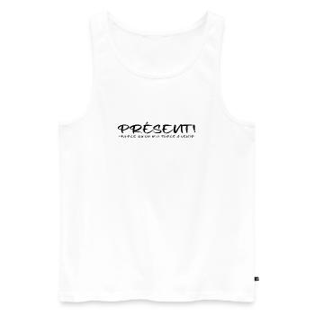 Présent parce qu on m a forcé à venir - Débardeur bio Premium Homme - blanc - Devant - Michal (187cm)
