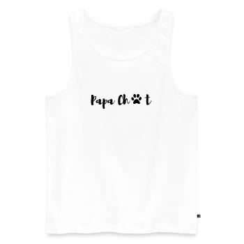 Papa chat -t-shirt famille chat assorti - Débardeur bio Premium Homme - blanc - Devant - AI Model Male 178 light (178cm)