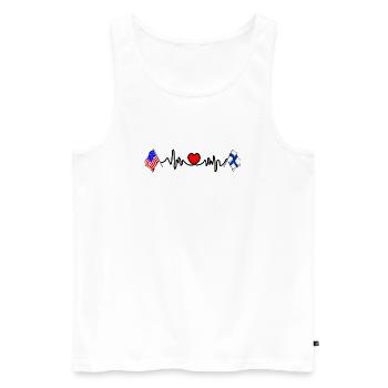 Cardio avec le drapeau des États-Unis et le drapeau de la Finlande - Débardeur bio Premium Homme - blanc - Devant - Michal (187cm)