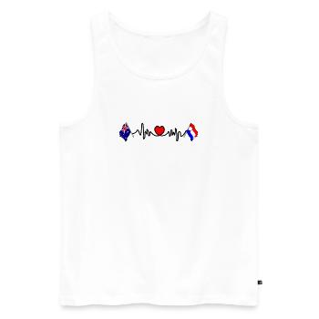 Cardio coeur avec drapeau Australie et drapeau Pays-Bas - Débardeur bio Premium Homme - blanc - Devant - AI Model Male 178 light (178cm)