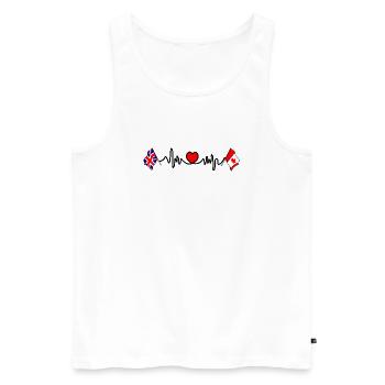 Cardio coeur avec drapeau de l’Angleterre et drapeau du Canada - Débardeur bio Premium Homme - blanc - Devant - Michal (187cm)