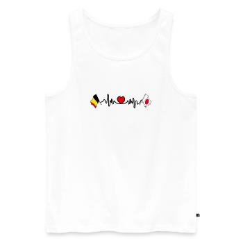 Cardio heart Drapeau Belgique, drapeau Japon - Débardeur bio Premium Homme - blanc - Devant - AI Model Male 178 light (178cm)
