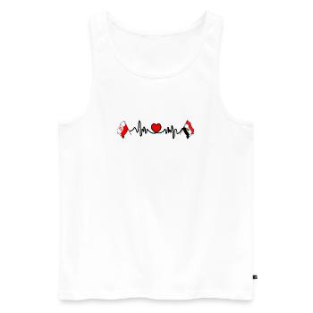 Cardio heart Drapeau Pologne, drapeau Égypte - Débardeur bio Premium Homme - blanc - Devant - Michal (187cm)