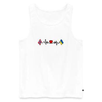 Cardio heart Drapeau Norvège, drapeau Ukraine - Débardeur bio Premium Homme - blanc - Devant - Michal (187cm)