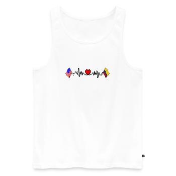 Cardio Heart Flag États-Unis, Colombie - Débardeur bio Premium Homme - blanc - Devant - Michal (187cm)