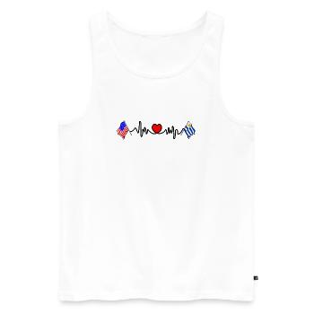 Cardio heart with USA flag and Uruguay flag - Men's Premium Organic Tank Top - white - Front - AI Model Male 178 light (178cm)