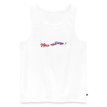 GELIEBTE. VIELEN DANK. DANKE HERRIN. GELIEBTE - Männer Premium Bio Tank Top - Weiß - Vorne - Michal (187cm)