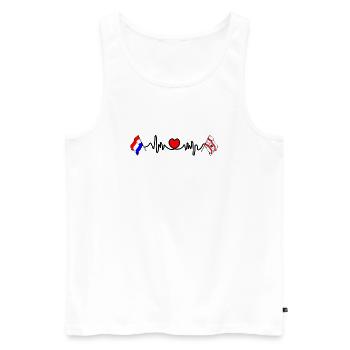 Cardio im Herzen der Flagge der Niederlande, Drenthe - Männer Premium Bio Tank Top - Weiß - Vorne - AI Model Male 178 light (178cm)
