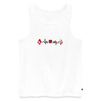 Cardio cœur Drapeau Suisse et drapeau Jura - Débardeur bio Premium Homme - blanc - Devant - Michal (187cm)