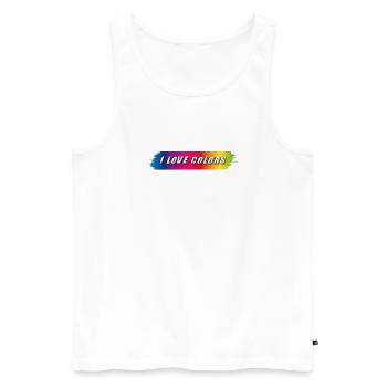 i love Colors - Men's Premium Organic Tank Top - white - Front - Michal (187cm)