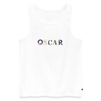 OSCAR name decorated with flowers - Men's Premium Organic Tank Top - white - Front - AI Model Male 178 light (178cm)