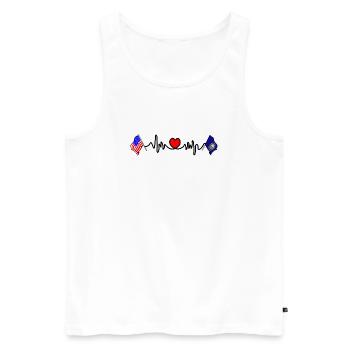 Cardio cardiaque avec drapeau des États-Unis et drapeau du New Hampshire - Débardeur bio Premium Homme - blanc - Devant - Michal (187cm)