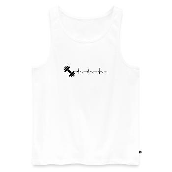 Gymnase, Gymnase, Gymnase, Bodybuilding, ECG, Battement de cœur - Débardeur bio Premium Homme - blanc - Devant - Michal (187cm)