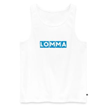 Conception du bloc Lomma Blue - Débardeur bio Premium Homme - blanc - Devant - AI Model Male 178 light (178cm)