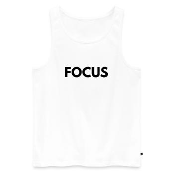 FOCUS – Minimalist Streetwear T-Shirt - Men's Premium Organic Tank Top - white - Front - AI Model Male 178 light (178cm)