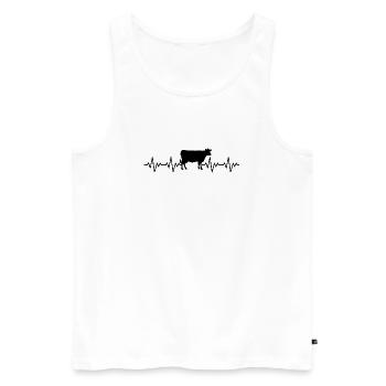 Battement de cœur ECG de vache d’élevage - Débardeur bio Premium Homme - blanc - Devant - Michal (187cm)