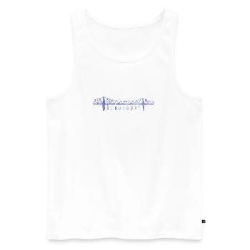 Rendsburg High Bridge – Sketched Skyline - Men's Premium Organic Tank Top - white - Front - AI Model Male 178 light (178cm)