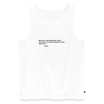 also done - Men's Premium Organic Tank Top - white - Front - AI Model Male 178 light (178cm)