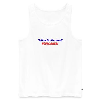 Supervised Thinking No Thanks - Men's Premium Organic Tank Top - white - Front - AI Model Male 178 light (178cm)