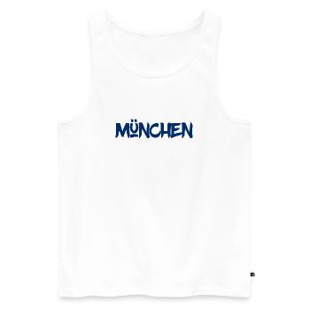 München - Bayern - Isar - Frauenkirche - Prater - Männer Premium Bio Tank Top - Weiß - Vorne - Michal (187cm)