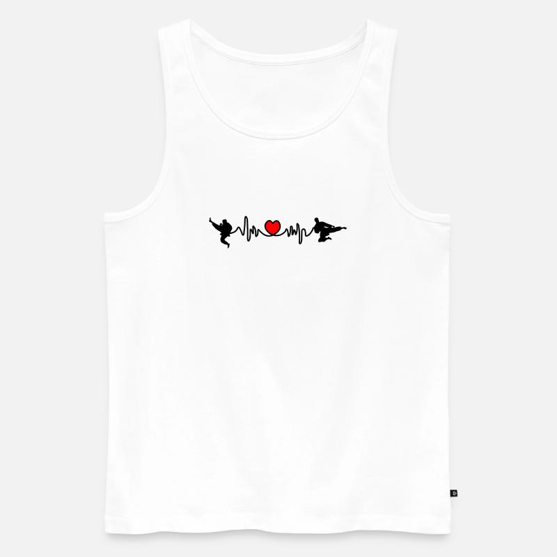 Karate Cardio oder Herzfrequenz mit Karate-Kicks - Männer Premium Bio Tank Top - Weiß