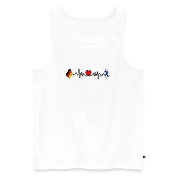 Cardio heart with Flag Germany and flag Finland - Men's Premium Organic Tank Top - white - Front - AI Model Male 178 light (178cm)