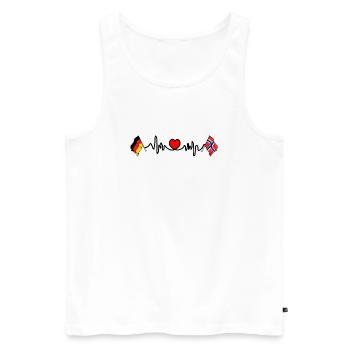 Cardio heart with Flag Germany and flag Norway - Men's Premium Organic Tank Top - white - Front - AI Model Male 178 light (178cm)